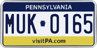 PA license plate MUK0165