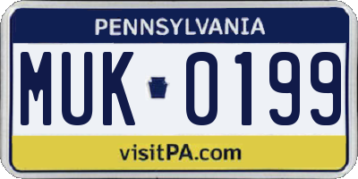 PA license plate MUK0199