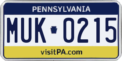 PA license plate MUK0215