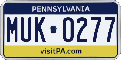 PA license plate MUK0277