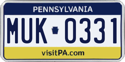 PA license plate MUK0331
