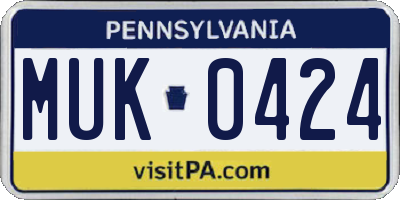 PA license plate MUK0424