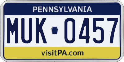 PA license plate MUK0457