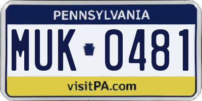 PA license plate MUK0481