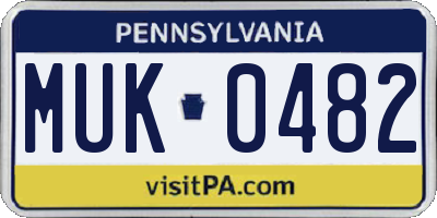 PA license plate MUK0482