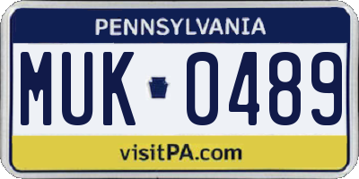 PA license plate MUK0489