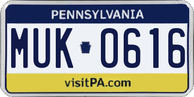 PA license plate MUK0616