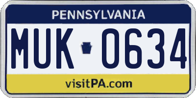 PA license plate MUK0634