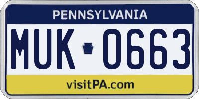 PA license plate MUK0663