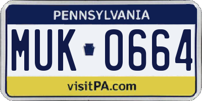 PA license plate MUK0664