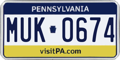 PA license plate MUK0674