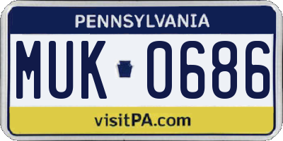 PA license plate MUK0686