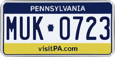 PA license plate MUK0723