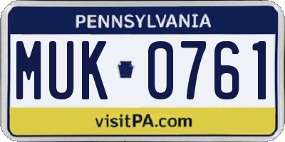 PA license plate MUK0761