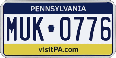 PA license plate MUK0776
