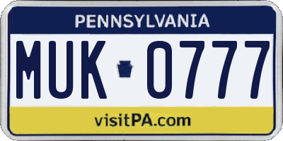 PA license plate MUK0777