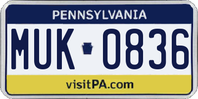 PA license plate MUK0836