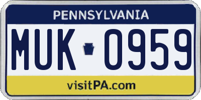 PA license plate MUK0959