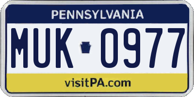 PA license plate MUK0977