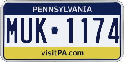 PA license plate MUK1174