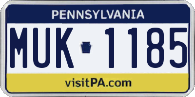 PA license plate MUK1185