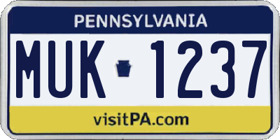 PA license plate MUK1237