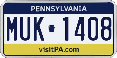 PA license plate MUK1408