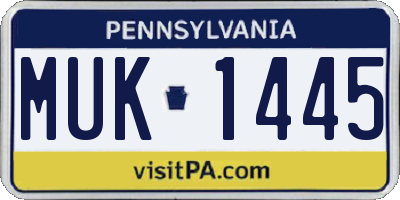 PA license plate MUK1445