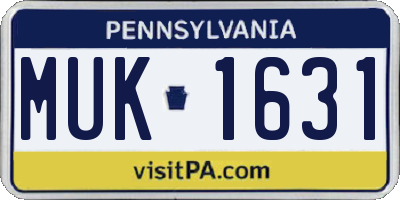PA license plate MUK1631