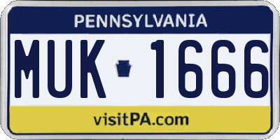 PA license plate MUK1666