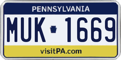 PA license plate MUK1669