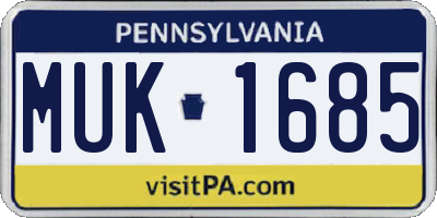 PA license plate MUK1685
