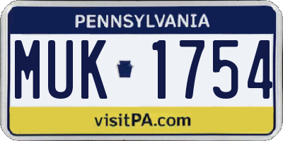 PA license plate MUK1754