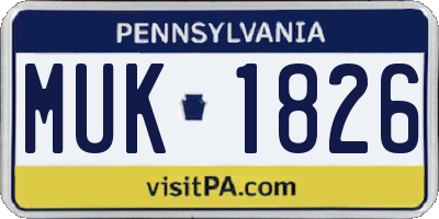 PA license plate MUK1826