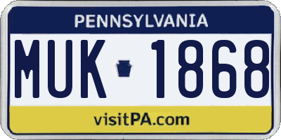 PA license plate MUK1868