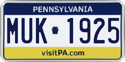 PA license plate MUK1925