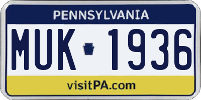 PA license plate MUK1936
