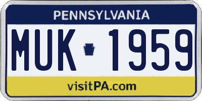 PA license plate MUK1959