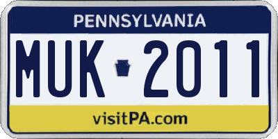PA license plate MUK2011