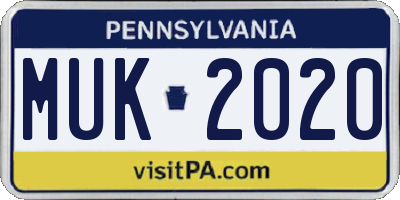 PA license plate MUK2020