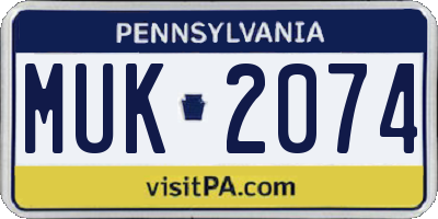 PA license plate MUK2074