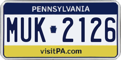 PA license plate MUK2126