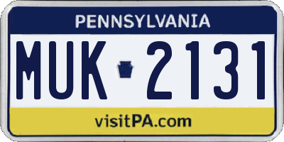 PA license plate MUK2131