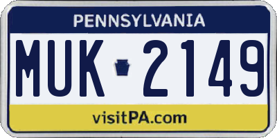 PA license plate MUK2149