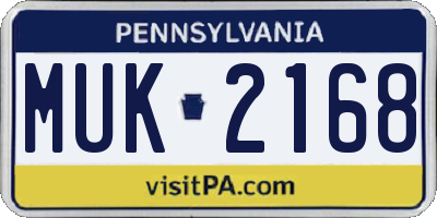 PA license plate MUK2168