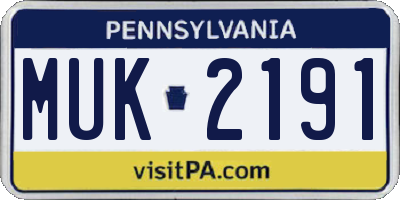 PA license plate MUK2191