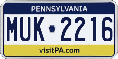 PA license plate MUK2216