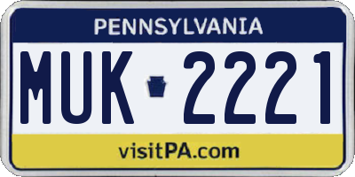 PA license plate MUK2221