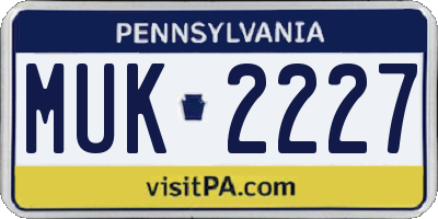 PA license plate MUK2227