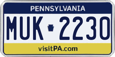PA license plate MUK2230